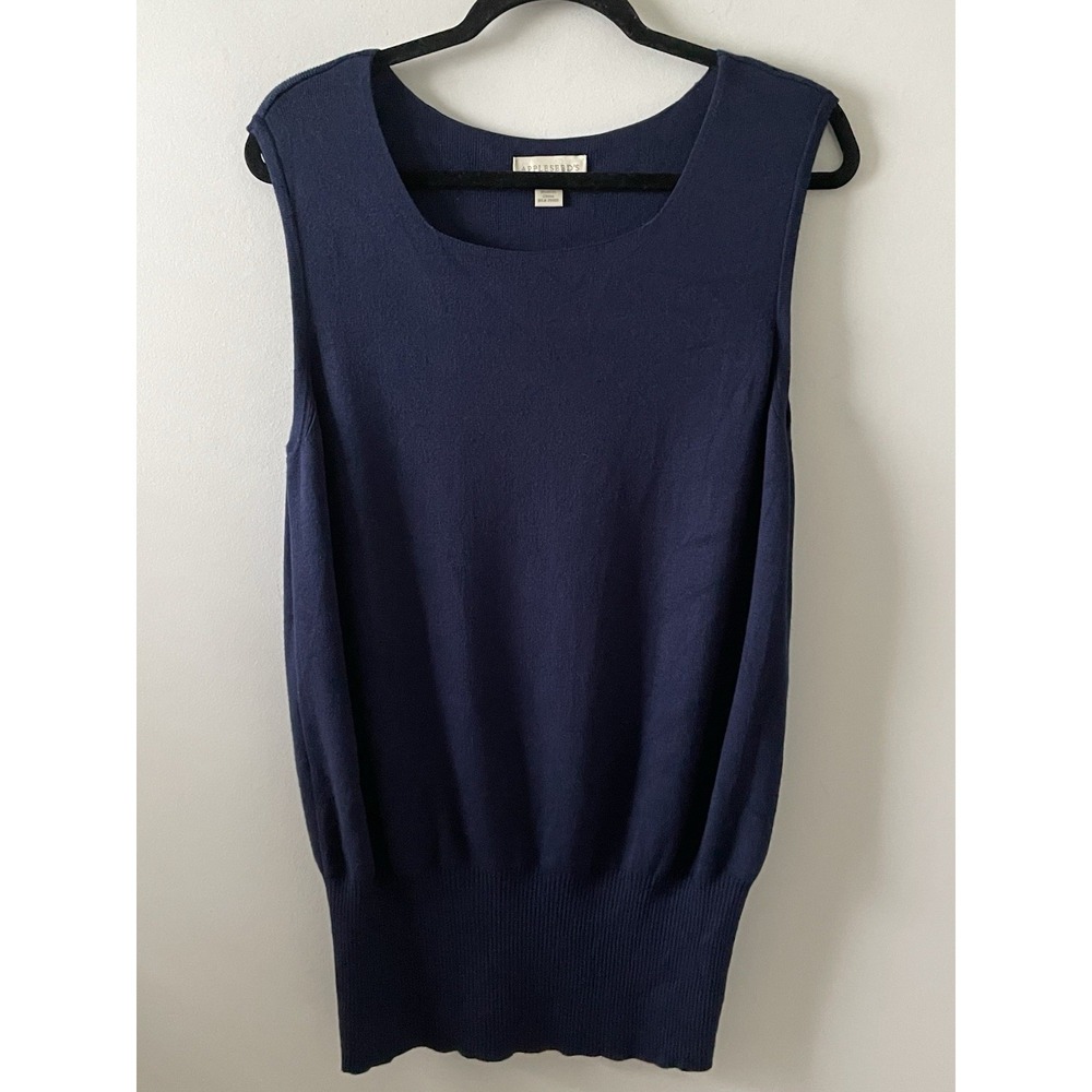 Appleseed's Women Size L Blue Scoop Neck Sleeveless Knit Pullover Sweater